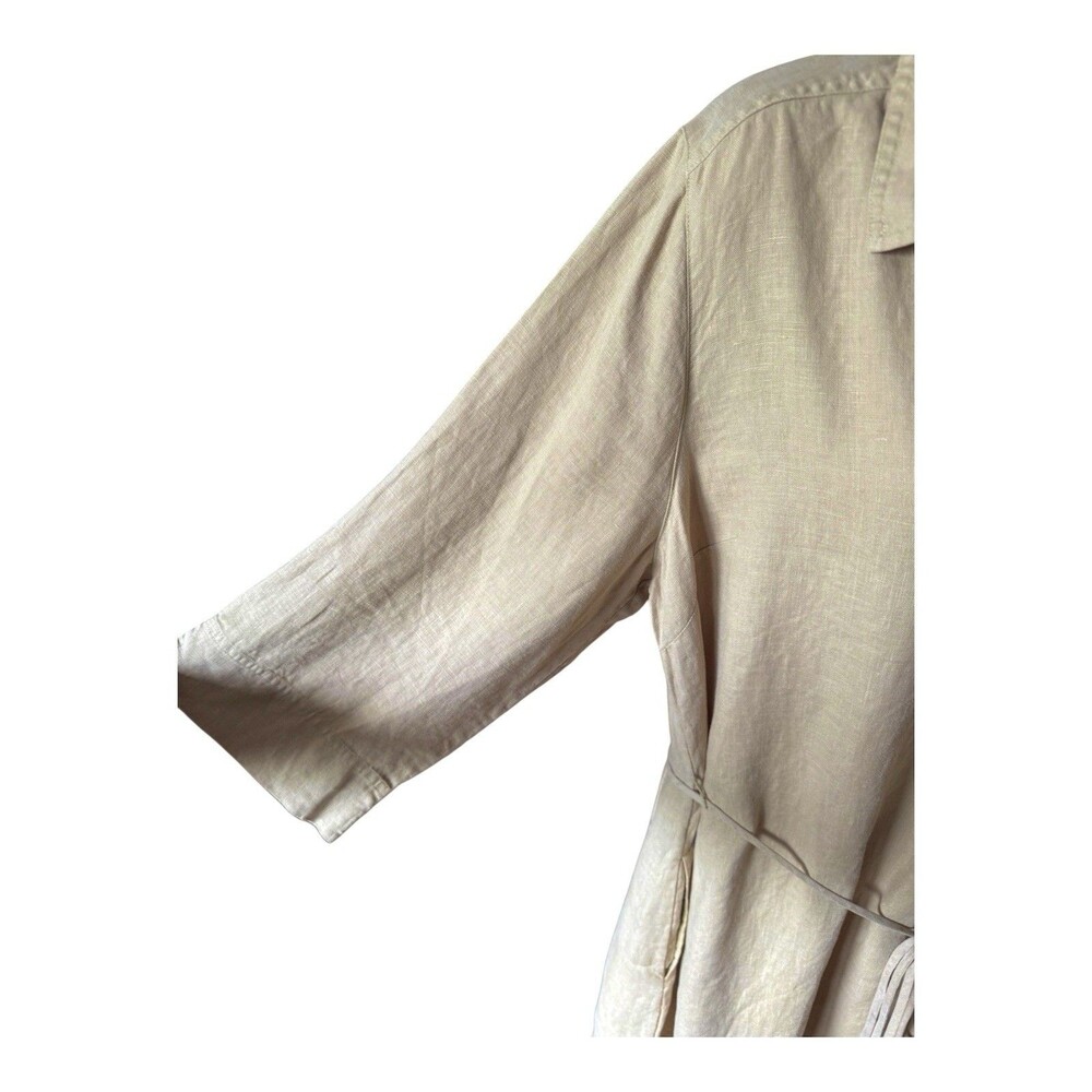 Tommy Bahama Two Palms Linen Shift Dress Natural Tan Large Beach Nautical Indie - Picture 5 of 9